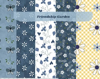 Friendship Garden Fabric Yardage, Gail Pan, Henry Glass, Cotton Quilt Fabric
