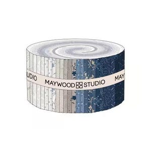 Patchwork Blue 2-1/2 Inch Strips Jelly Roll, 40 Pieces, Maywood Studio, Precut Cotton Quilting Fabric