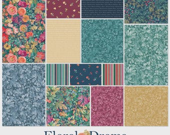 Floral Drama 10-Inch Squares Layer Cake, Precut Cotton Fabric, 42 Pieces, Beth Grove, Clothworks