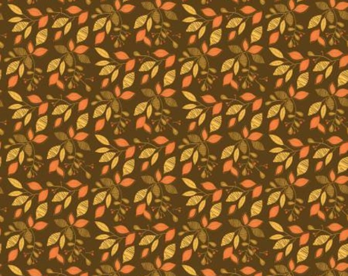 Adel in Autumn Leaves Chocolate Fabric Yardage, Sandy Gervais, Riley Blake Designs, Cotton Quilt Fabric, Autumn Fabric