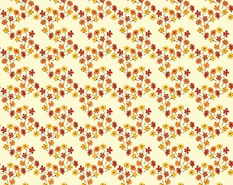 Fall's in Town Floral Cream Fabric Yardage, Sandy Gervais, Riley Blake Designs, Cotton Quilt Fabric