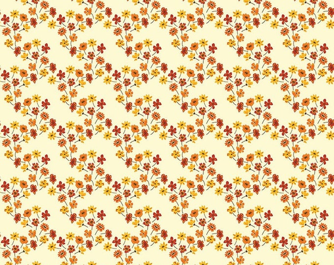 Fall's in Town Floral Cream Fabric Yardage, Sandy Gervais, Riley Blake Designs, Cotton Quilt Fabric