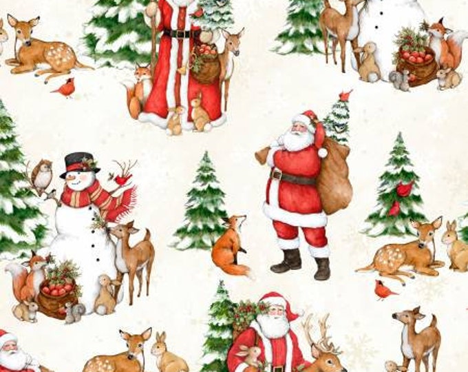 Winter Forest Cream Winter Forest Scenic Fabric Yardage, Susan Winget, Wilmington Prints, Cotton Quilt Fabric, Christmas Fabric