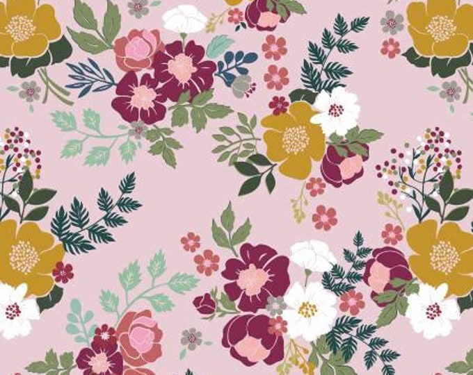 Whimsical Romance Main Pink Fabric Yardage, Keera Job, Riley Blake Designs, Cotton Quilt Fabric, Floral Fabric