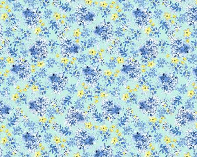 Blue Muse Sky Charming Bouquets Fabric Yardage, MMF Collection, Michael Miller Fabrics, Cotton Quilt Fabric Yardage, Floral Fabric