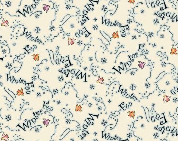 Winter Fun Cream Winter Fun Fabric Yardage, Michael Miller Fabrics, Cotton Quilt, Winter Fabric