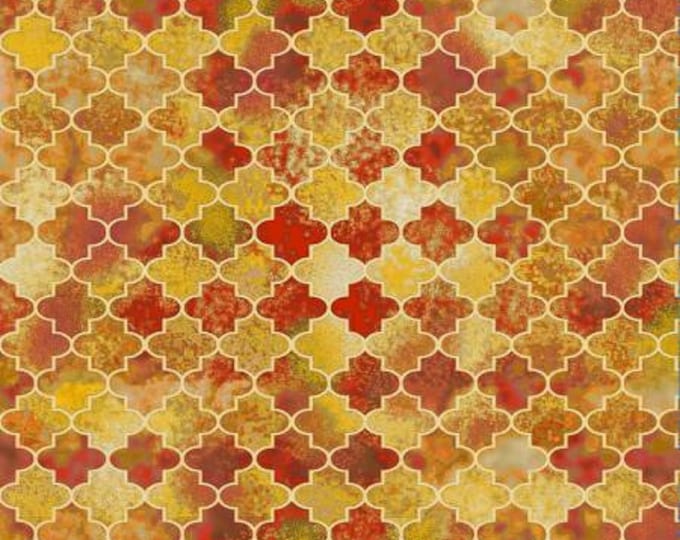 Old Farmers Almanac Celestial Gold Tiles Fabric Yardage, Sykel Enterprises, Sykel Collection, Cotton Quilt Fabric, Abstract Fabric