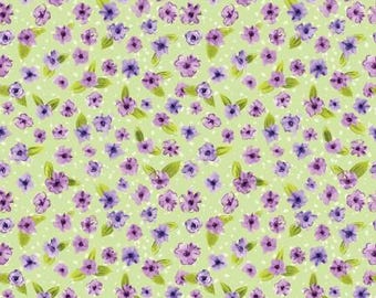 Plum Petals Small Flowers Fern Fabric Yardage, Diane Labombarbe, Riley Blake Designs, Cotton Quilt Fabric, Floral Fabric