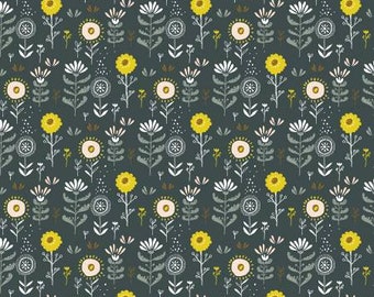 Whimsicals Metals Flowers Fabric Yardage, Michael Miller Whimsicals , MMF Collection, Cotton Quilting Fabric,