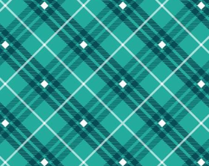 Bias Plaid Basics Teal Plaid Fabric Yardage, Leanne Anderson, Henry Glass, Cotton Quilt Fabric