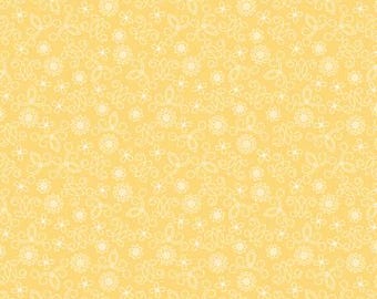 Among the Wildflowers Tin Lantern Buttercup Fabric Yardage, Shelley Cavanna, Benartex, Cotton Quilt Fabric, Floral Fabric