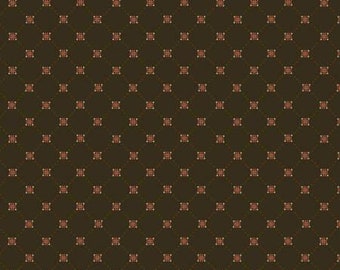 Chocolate Covered Cherry Chocolate Cross Hatch Fabric Yardage, Kim Diehl, Henry Glass, Cotton Quilt Fabric, Floral Fabric