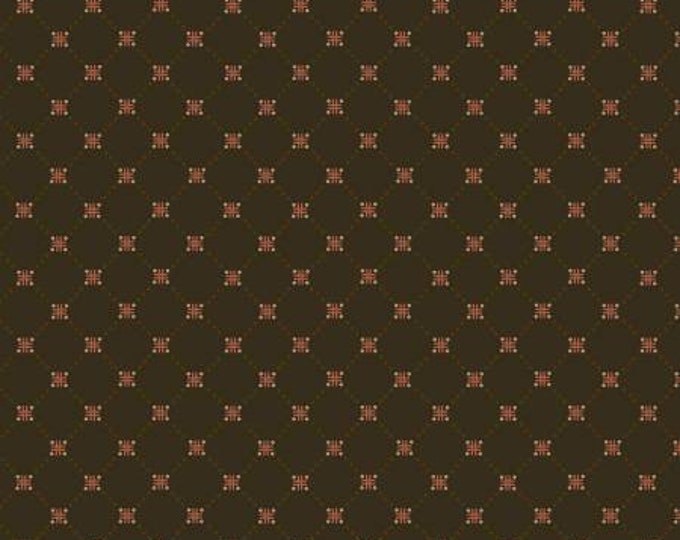 Chocolate Covered Cherry Chocolate Cross Hatch Fabric Yardage, Kim Diehl, Henry Glass, Cotton Quilt Fabric, Floral Fabric