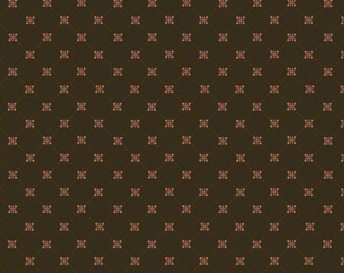 Chocolate Covered Cherry Chocolate Cross Hatch Fabric Yardage, Kim Diehl, Henry Glass, Cotton Quilt Fabric, Floral Fabric