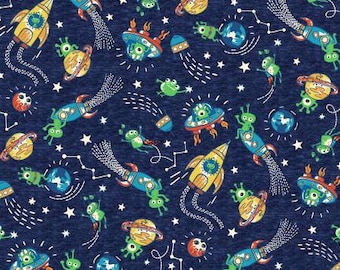 Space Oddity Navy Space Trek Fabric Yardage, Michael Miller, MMF Collection, Cotton Quilting Fabric, Space Fabric