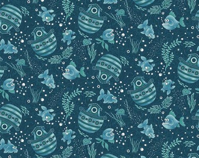 Two by Two Navy Tonal Ark Fabric Yardage, Leeanne Anderson & Kaytlyn Kuebler, Henry Glass, Cotton Quilt Fabric