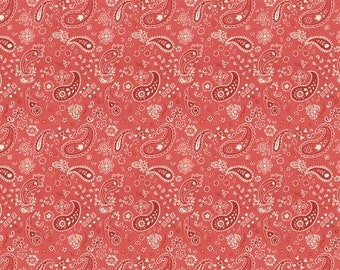 Homemade Happiness Red Paisley Cotton Quilting Fabric, Mask Fabric, Wilmington Prints , Danhui Nai