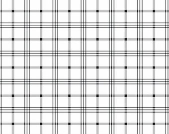 Black Tie Plaid OffWhite Fabric Yardage, Dani Mogstad, Riley Blake Designs, Cotton Quilt Fabric, Plaid Fabric