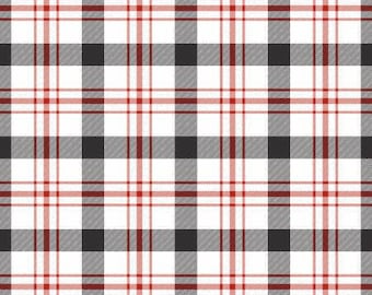 Into the Woods Tartan White Fabric Yardage, Lori Whitlock, Riley Blake Designs, Cotton Quilt Fabric