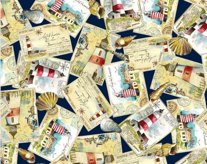 World Traveler Navy Ship Ahoy Fabric Yardage, Michael Miller Fabrics, Cotton Quilt Fabric, Nautical Fabric