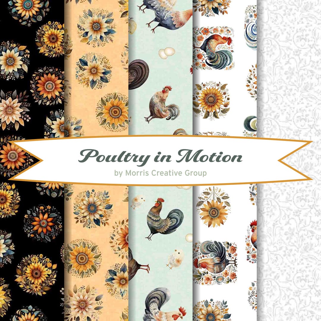 Poultry in Motion Fabric Yardage, QT Fabrics, Morris Creative Group ...