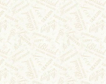 Homemade Happiness Cream Words Cotton Quilting Fabric, Kitchen Fabric, Danhui Nai, Wilmington Prints.