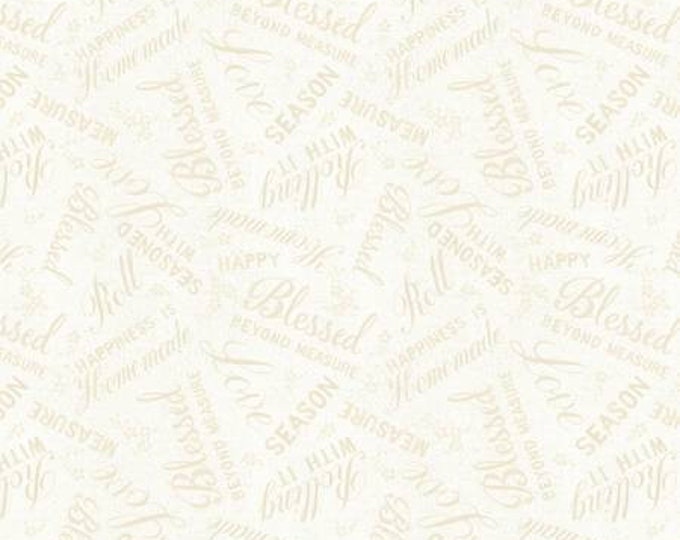 Homemade Happiness Cream Words Cotton Quilting Fabric, Kitchen Fabric, Danhui Nai, Wilmington Prints.