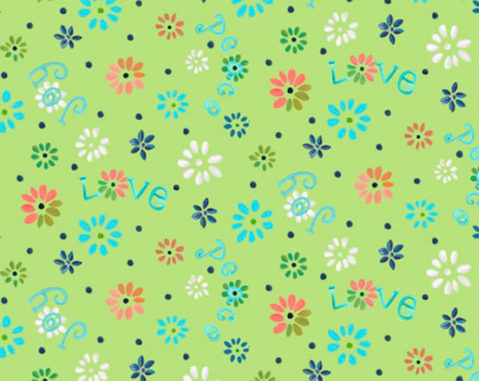 Enchanted Garden Ditsy Flowers Lime Fabric Yardage, Donna Robertson, Quilting Treasures, Cotton Quilting Fabric, Floral Fabric
