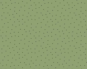 Essentials Basics Pistachio/Black Pindots Fabric Yardage, Wilmington Prints, Cotton Quilting Fabric, Pindot Fabric