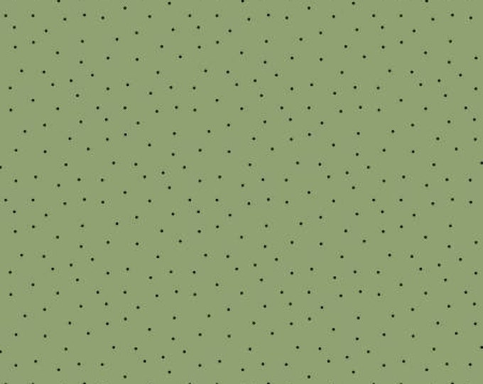 Essentials Basics Pistachio/Black Pindots Fabric Yardage, Wilmington Prints, Cotton Quilting Fabric, Pindot Fabric