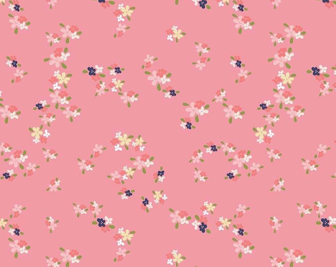 Remnant 2/3-Yard In the Meadow Flower Patch Pink Cotton Quilting Fabric, Floral Fabric, In the Meadow Collection, Keera Job, Riley Blake