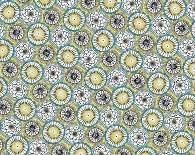 Art Nouveau Lime Flowers Fabric Yardage, Michael Miller Fabrics, Cotton Quilt Fabric, Floral Fabric