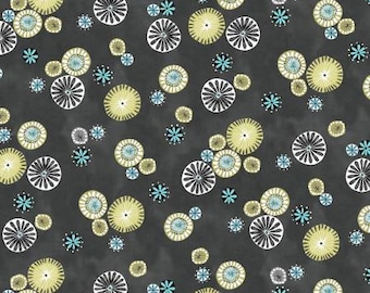 Art Nouveau Grey Rhythm Fabric Yardage, Michael Miller Fabrics, Cotton Quilt Fabric, Floral Fabric