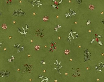 Homemade Holidays Green Tiny Greens Fabric Yardage, Kris Lammers, Maywood Studio, Cotton Quilt Fabric, Christmas Fabric
