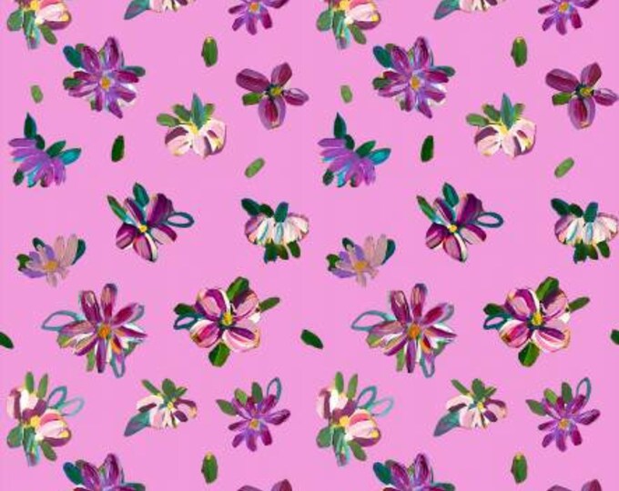 Garden Gems Light Eggplant Posies Digitally Printed Fabric Yardage, Melissa Polomsky, Clothworks, Cotton Quilt Fabric, Floral Fabric