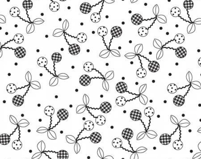 Black Cheerful Cherries Fabric Yardage, Kim Christopherson, Maywood Studio, Cotton Quilt Fabric, Floral Fabric