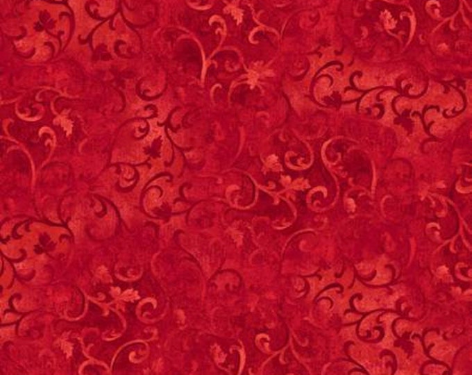 Essentials Basics Bright Red Scroll Quilt Fabric, Wilmington Prints Essentials, Floral Fabric