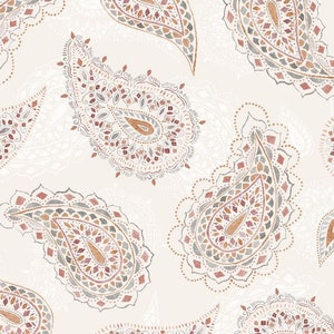 Remnant 1/3-Yard Paisley Place Cream Paisley Fabric Yardage, Dina June, Wilmington Prints, Cotton Quilt Fabric, Paisley Fabric