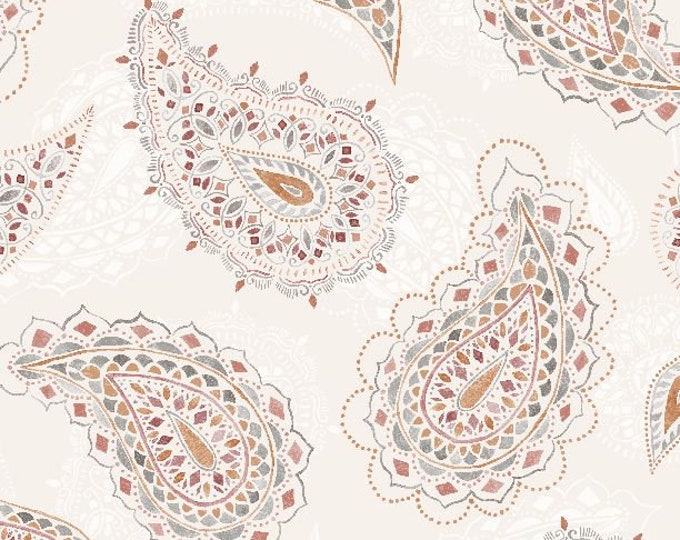 Remnant 1/3-Yard Paisley Place Cream Paisley Fabric Yardage, Dina June, Wilmington Prints, Cotton Quilt Fabric, Paisley Fabric
