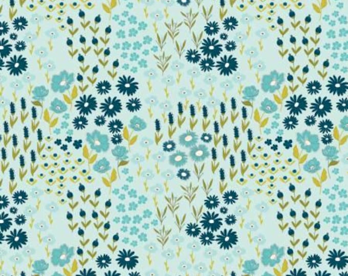 Feed My Soul Flower Garden Powder Fabric Yardage, Sandy Gervais, Riley Blake Designs, Cotton Quilt Fabric, Floral Fabric
