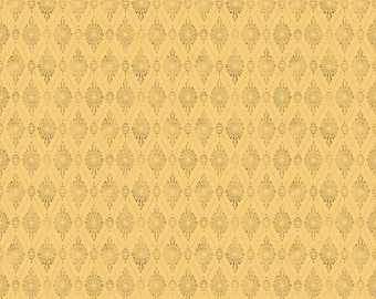 Mon Cheri Diamond Damask Yellow Fabric Yardage, Lila Tueller, Riley Blake Designs, Cotton Quilt Fabric, Damask Fabric