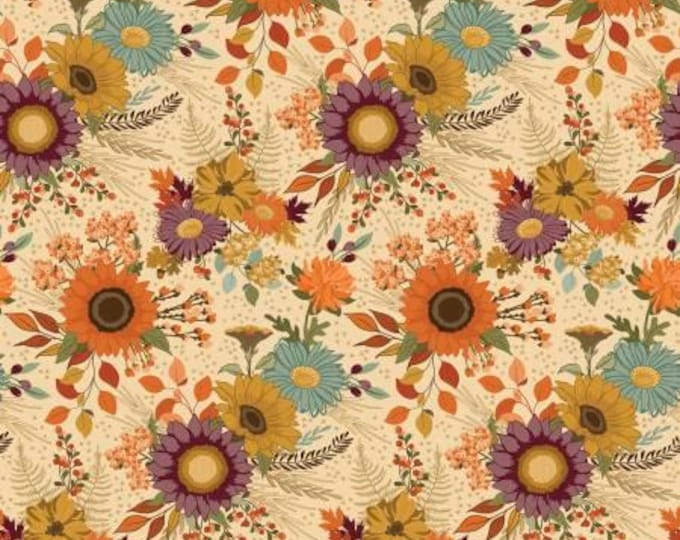 The Awe of Autumn Main Latte Fabric Yardage, Sandy Gervais, Riley Blake Designs, Cotton Quilt Fabric, Autumn Fabric