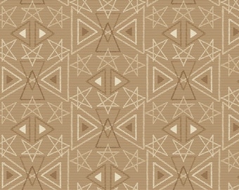 Best of Days Tan Star Geo Fabric Yardage, Henry Glass, Cotton Quilting Fabric, Floral Fabric