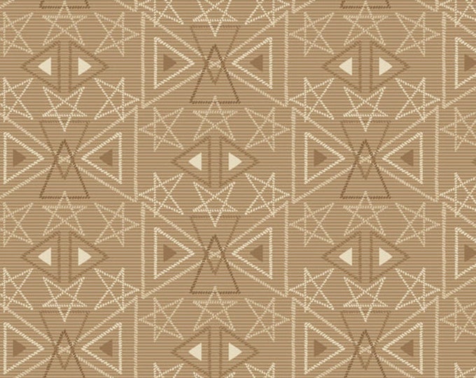 Best of Days Tan Star Geo Fabric Yardage, Henry Glass, Cotton Quilting Fabric, Floral Fabric