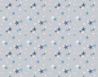 Remnant 1/3-Yard Something Borrowed Floral Gray Fabric Yardage, Tattooed Quilter, Riley Blake Designs, Cotton Quilt Fabric, Floral Fabric