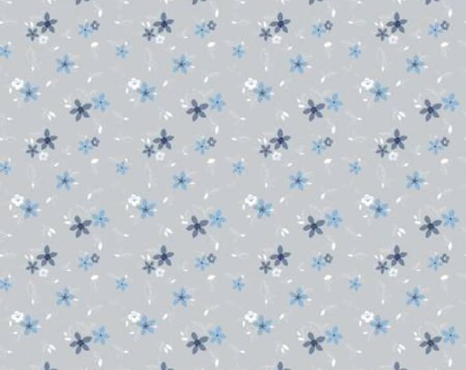 Remnant 1/3-Yard Something Borrowed Floral Gray Fabric Yardage, Tattooed Quilter, Riley Blake Designs, Cotton Quilt Fabric, Floral Fabric