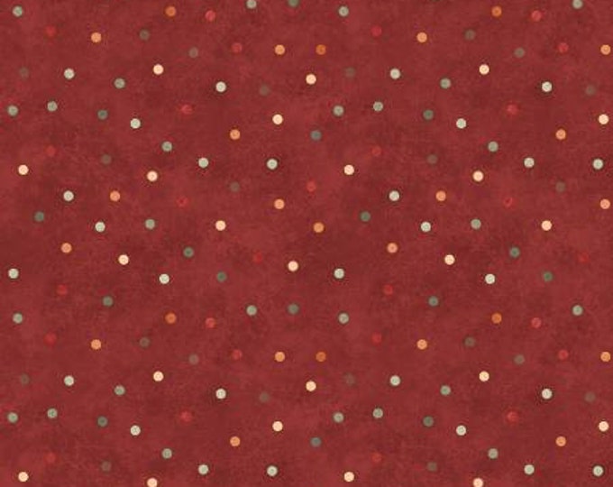 Hello Autumn Red/Multi Polka Dot Fabric Yardage, Monique Jacobs, Maywood Studio, Cotton Quilt Fabric, Autumn Fabric