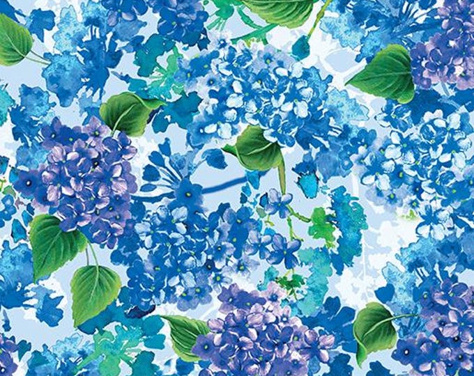 Butterfly Bliss Floral Bliss Light Blue Fabric Yardage, KANVAS Studio, Benartex, Cotton Quilt Fabric, Floral Fabric