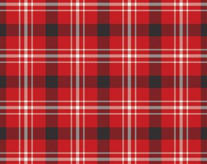 Into the Woods Tartan Red Fabric Yardage, Lori Whitlock, Riley Blake Designs, Cotton Quilt Fabric