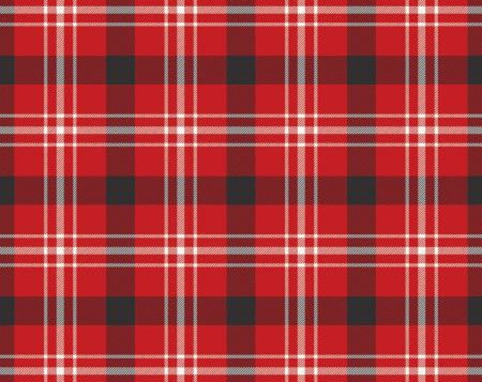 Into the Woods Tartan Red Fabric Yardage, Lori Whitlock, Riley Blake Designs, Cotton Quilt Fabric